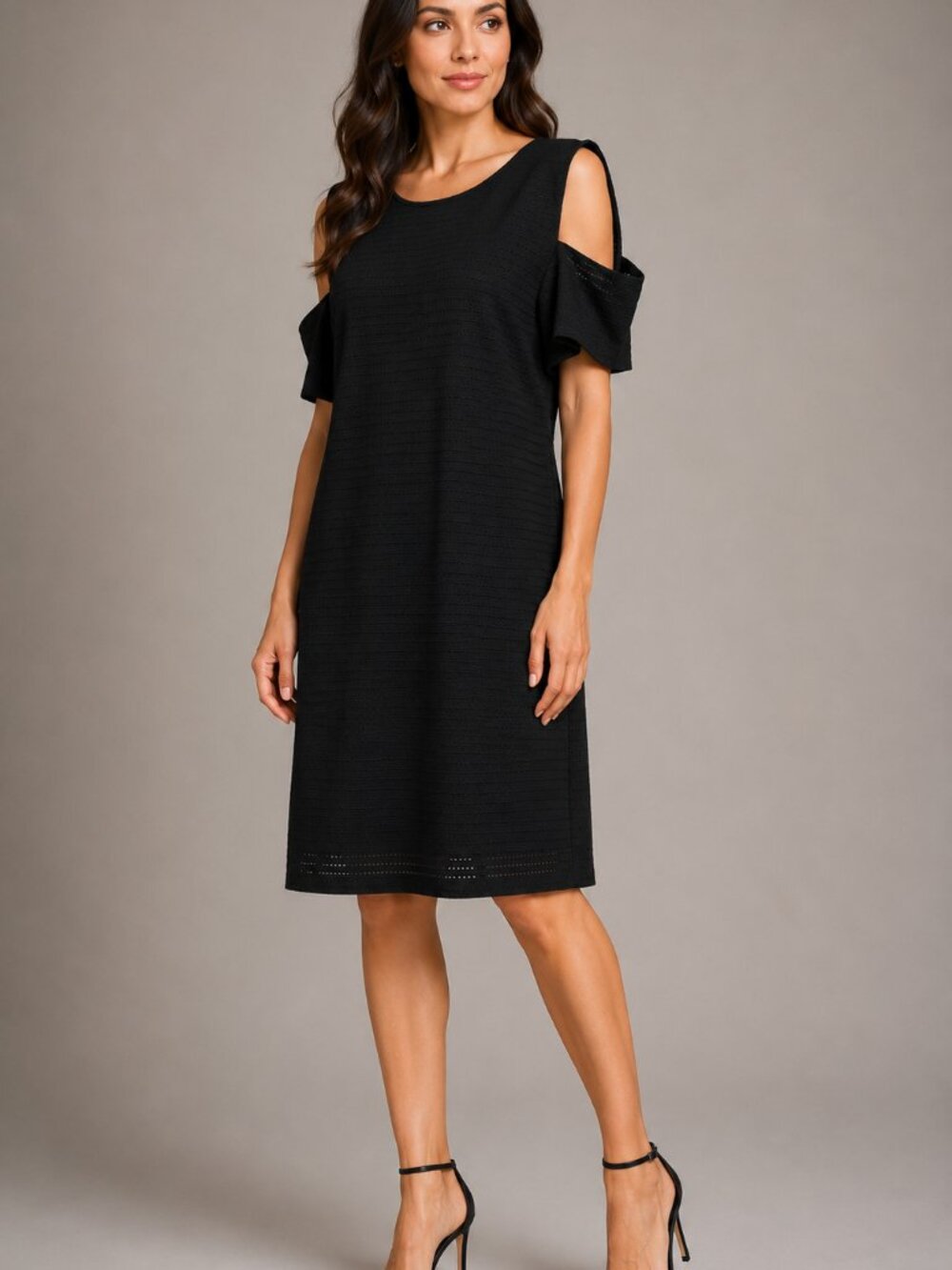 Bisou Bisou Michelle Bohbot Black Cold Shoulder Dress Size 16